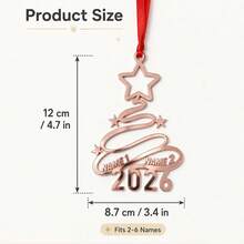 Custom Festive Christmas Ornament, Personalized Family Name Tree Hanging Decor, Merry Christmas Acrylic Tree Ornament With 2-6 Custom Names, Customized Xmas Keepsake Gift, Customizable Holiday Decoration For Family - Style a - View 2