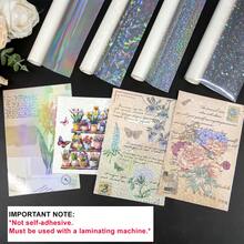 [No Adhesive] BOPP Holographic Precoated Film 22x500cm; Clear Waterproof Scratch-Proof Thermal Laminating Film Roll Compatible With Laminators For DIY Paper Crafts - 22cm*5m - View 7