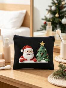 1pc Sweet & Playful Fabric Rectangular Makeup Bag, Embossed Bow Pattern With Label Patch, Zipper Closure Large Capacity Storage Bag, Soft Quilted Cosmetic Bag, Portable Organizer, Suitable For Daily Use, Travel, Bedroom And Back To School - Multicolor - View 14