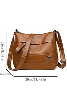 1pc Fashionable Retro Solid Color Soft Multi-Layer Crossbody Bag, Portable And Lightweight, Adjustable Shoulder Strap, Versatile Shoulder Bag For Shopping - Multi-color - View 9
