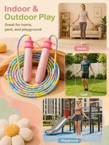 Adjustable Knot Jump Rope With Non-Slip Thumb Grip And Color-Coded Beads - Lightweight And Portable, Suitable For Gym, Travel, Beginners, Fitness Workouts And Professional Training - Multi-Color Design, Suitable For Different Skill Levels - Multicolor - View 10