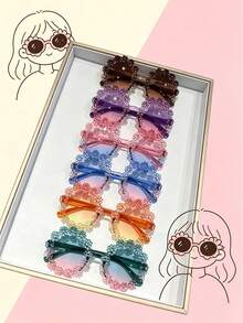 Girl Style Hollow Floral Frame Sunglasses With Colorful Gradient Lenses, Decorative Atmosphere Sunglasses For Travel And Party - Multicolor - View 2