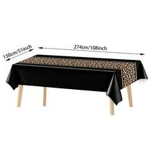 3 Pieces1-Piece Leopard Print Tablecloth 51 X 86 Inches Wildlife Tablecloth Cheetah Print Party Decoration For Safari Baby Shower Wedding Birthday Party Gift - Black - View 2