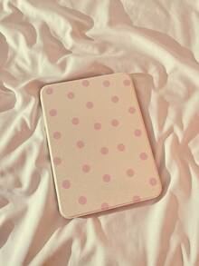 1PC Cream White With Pink Polka Dot 360° Rotating Acrylic Tablet Case, Adjustable Stand, Stylus Holder, Compatible With IPad5, IPad6, IPad7, IPad8, IPad9, IPad10, IPad11, Air4, Air5, Air6, Air7, Air8, Pro2020 11inch, Pro2021 11inch, Pro2022 11inch, Pro11 2024 11inch - Pink - View 4
