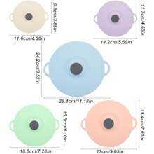 Coperchi a ventosa in silicone, coperchi in silicone riutilizzabili antipolvere resistenti al calore per tazze, ciotole, piatti, - blu, rosa, verde, viola, giallo - Visualizzare 2