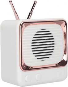 Altavoz inalámbrico portátil estilo TV retro, Bluetooth 5.0, 3 W y autonomía indicada de 8 a 9 horas - Blanco - Ver 1