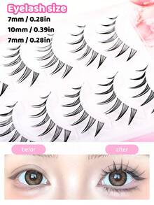 5 Pairs Japanese & Korean Manga Style Pointed Tail False Eyelashes, 7-10mm Mixed Length, Transparent Stem Lightweight Design, Pointed Tail Bundle Effect Naturally Lengthening Eye Corners, Creating Lively Enlarged Eye Effect. Soft And Comfortable Eyelashes, Fitting Eye Shape, DIY Quick Application Without Complex Operation, Easily Saving Makeup Time, Suitable For Beginners, Reusable, Applicable For Daily Commute, Date, Travel And Holiday Party Makeup. - Black - View 6