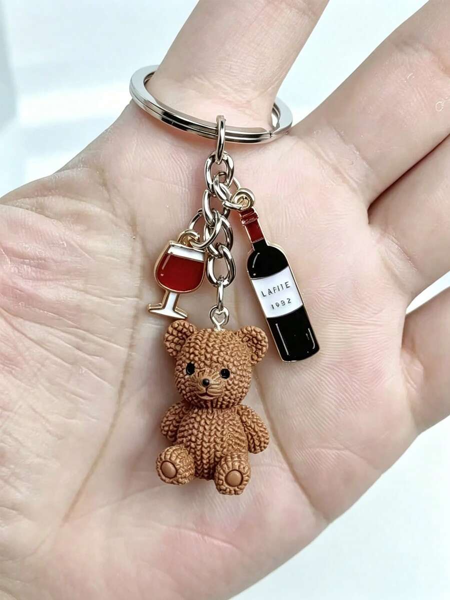 Teddy Bear Keychain, Coffee Bean Beverage Accessory Decor, Bag Charm, Y2K Backpack Pendant, Keychain Accessory, Also Suitable For Gym, Classroom, Matching Games, Daily Use And As A Gift; Fashionable Women's Accessory, Ideal Gift For Christmas, Valentine's Day, Birthday And Back To School Season