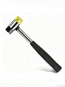 1pc Double-Sided Soft Touch Hammer - Leather DIY Tool, Red Rubber Hammer, Black Plastic Coated Handle And Double-Headed Rubber Hammer, Suitable For 25mm Handheld Projects - Multicolor - View 2