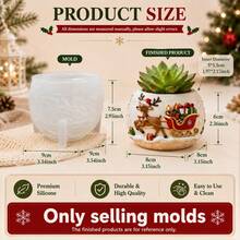 Christmas Reindeer Sleigh Pulling Gift Embossed Succulent Planter Mold, Christmas Theme Reindeer Mold, Compatible With Resin, Plaster, Cement, Concrete, Clay, DIY Handmade Embossed Decor, Home Christmas Gift - A - View 4