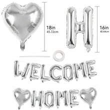 Gold Black Silver WELCOME_HOME Letter Banner Heart Balloon Welcome Home Foil Letter Balloon Banner Decoration - Multicolor - View 10