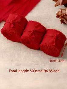 2/3 Roll Soft Flowy Frayed Edge Hand-Torn Chiffon Ribbon, Shiny Tassel Edge Woven Tape, Suitable For Wedding Invitation Framing, Bouquet Binding, Gift Box Packaging, Photography Backdrop Props, Valentine's Day, Christmas And Halloween Party Decor - Multiple Styles - View 5