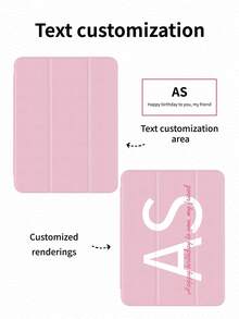 1件粉色字母客製化平板保護殼，可自訂文字/個性化，相容 iPad Mini 4/5/6/7/Air/Air 2/9.7/10.2/10.5/10.9 (Air 4-Air 8)/Pro 11/10th Gen/A16/Pro 11 2024，相容 Galaxy A8，三折支架，自動休眠/喚醒，內建筆槽，不含筆 - 彩色 - 查看 5