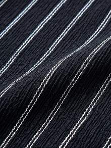 glestore Kemeja Polo Bergaris Gaya Retro Pria "Gaya Klasik" - Pakaian Kasual untuk Liburan, Fesyen untuk Perjalanan, Gaya Serbaguna - Hitam - View 7