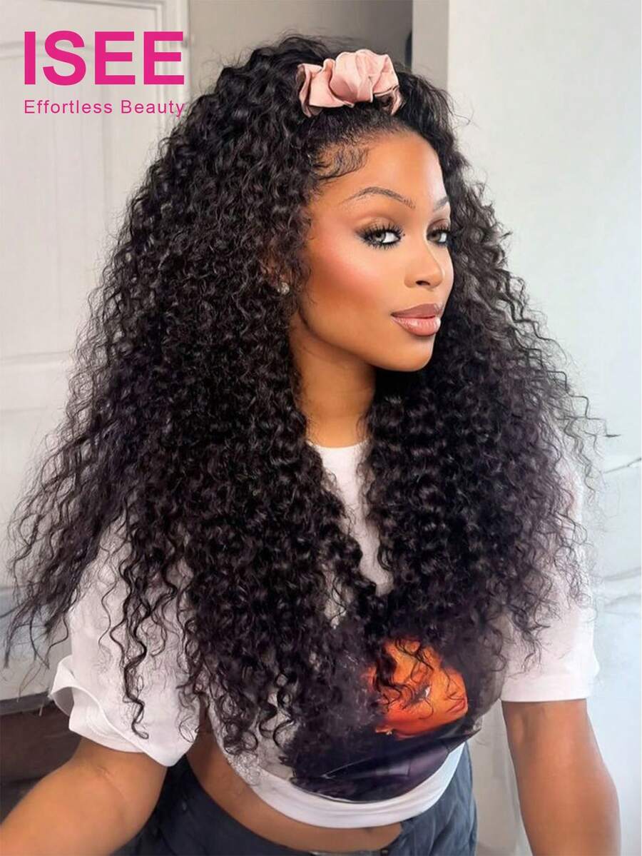 ISEE Women's Water Wave Drawstring Half Wig, Real Hair Hairline InvisiFit Banded Flip Wig, 180% Density, 14-16 Inch Bob Style, 18-28 Inch Regular Style, Free Shipping, Affordable Daily Wear - SNatural - View 1