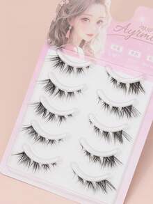 Ayrmilla 5 Pairs Wispy Outer Corner False Eyelashes, Natural Flared Eye Tail Lashes, Soft Lightweight Reusable Full Strip Fake Eyelashes For Daily & Party Eye Makeup - Black - View 2