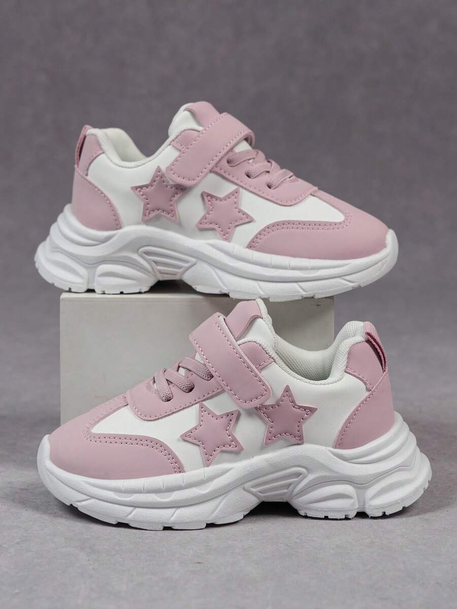 1 Pair All-Season Fashion Casual All-Match Versatile Comfortable Soft Sole Lightweight Lace-Up Flat Sneakers Mesh Breathable Back To School - Pink - View 1