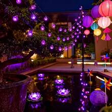 Solar String Lights 5M/7M/12M, 8 Flashing Modes And 100/50/20 LED Bubble Balls, Modern Style, Plastic Material, Switch Control, Suitable For Garden, Christmas, Wedding, Birthday, Holiday Theme Decoration, Halloween, Christmas Festival Decoration - Solar Bubble Ball - View 12