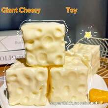 Juguete Fidget de Mano con Forma de Queso Gigante, Modelo de Queso con Textura Suave y Cremosa, Adorno Realista con Forma de Alimento, Decoración Creativa de Escritorio, Accesorio de Juego de Mano Novedoso para Colección & Exhibición - Multicolor - Ver 4