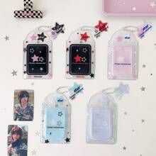 Star Polka Dot Transparent Card Holder Pendant, Korean Style Idol Photo Card Protective Sleeve, Album Card Storage, Guka Sleeve Keychain - Multicolor - View 9