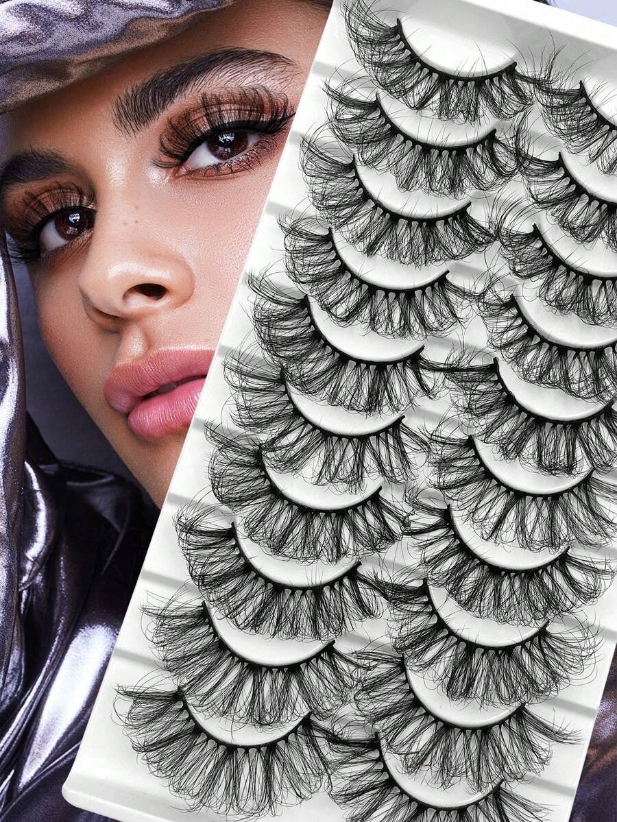 7 Pairs 25mm Long False Eyelashes, 6D Effect, Voluminous, Dense And Criss-Crossed, Long Style, Soft Texture, Suitable For Daily Date Makeup - View 1