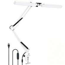 Double Head LED Desk Lamp With Clamp, Eye-Caring Architect Swing Arm Light, Wide Bright Dimmable Task Lamp With Memory Function, Adjustable Dual Bar Computer Monitor Light For Home Office, Study, Reading, Drafting, Workbench - one-size - View 10