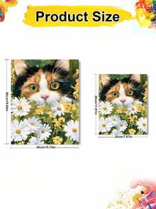 DIY Calico Cat In Daisy Garden (Frameless 8x12 / 16x20 Inches) Paint By Numbers Kit(Acrylic) Arts & Crafts For Adult Beginners, Home Wall Decor, And Holiday Gifts For Cat Lovers And Creative Souls - Sets - View 3