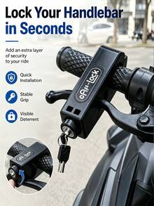 Handle Lock With 2 Keys, Durable And Sturdy, Long Service Life, No Battery Required. Anti-Theft Aluminum Alloy Throttle Lock, Suitable For Motorcycles, ATVs, Scooters And Off-Road Motorcycles, Easy To Install And Remove - A - View 4