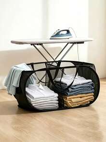 Classic Horizontal 2-Compartment, 3-Compartment Ironing Dirty Clothes Basket Laundry Basket, Multi-Functional Clothing Storage Basket, Multi-Scenario Ironing Laundry Basket, Clothing Storage Basket, Miscellaneous Storage Basket, Suitable For Home, Living Room, Dormitory, Laundry Room. 5 Colors And 3 Models (1-Compartment, 2-Compartment, 3-Compartment) Available - Multicolor - View 13