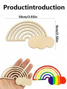 20pcs Unfinished Wooden Rainbow & Cloud Shape DIY Crafts - Versatile DIY Hanging Decor Suitable For Wedding, Valentine's Day, Easter, Christmas And Various Occasions - Unpainted Wooden Decorations For Holiday Celebrations And Home Decor - 20 Hollowed-out Rainbow Wooden Boards - View 5