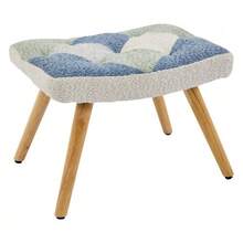 Relaxing Rocking Chair With Footrest, Modern Fabric Armchair, Upholstered Sofa Bed For Living Room, Bedroom, Office (Patchwork Color, Houndstooth Pattern) -- Max Load 110 Kg - Blue - View 9