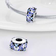 1pc Romantic Floral 925 Sterling Silver Colorful Butterfly Flower Heart Pendant Bead, Women's DIY Bracelet Spacer, Delicate Spring Jewelry Gift - Multicolor - View 11