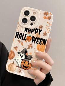 1pc Minimalist Personalized Halloween Pumpkin Ghost Slogan Pattern Off-White Pupil Full Coverage Anti-Drop Phone Case Compatible With IPhone 16 Pro Max/16/16 Pro/16 Plus/11/15/15 Pro/15 Pro Max/12/13/14 Pro Max/XS/XR/11 Pro/11 Pro Max/12 Pro/12 Pro Max/13 Pro/13 Pro Max/7 Plus/14 Pro/14 Pro Max/14 Plus/7 Plus/8 Plus/8/SE2/12 Mini/13 Mini Soft Shell Anti-Yellowing - Multicolor - View 3