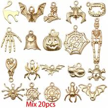 20/30/100pcs Antique Halloween Mixed Charms Skeleton Bat Pumpkin Spider Web Ghost Alloy Pendant For DIY Bracelet Necklace Jewelry Making Findings - Multicolor - View 9