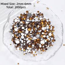 2mm-3mm-4mm-5mm-6mm Mixed Size 1440 Pieces/2000 Pieces/Pack Resin Rhinestone Color Non Heat Fixed Flat Back Adhesive Flash Foaming Rhinestone Jelly Beads For Mugs, Bottles, Rollers, Phone Cases, Handmade DIY Jewelry Accessories - Mixed Size - View 31