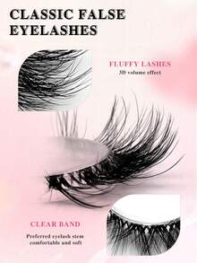 ENCHUW 5 Pairs Manga Lashes With Clear Band Eyelashes Cat Eye Eyelashes Natural Full False Eyelashes Volumized Eyelash Extension - Black - View 3