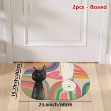 1pc Oval Flannel Door Mat, Soft Comfortable Absorbent Non-Slip Machine Washable With Backing, Suitable For Entrance, Living Room, Yard, Bedroom, Kitchen, Laundry Room, Bathroom, Multi-Functional Home Floor Mat, Entryway Mat, Kitchen Bathroom Carpet, Holiday Decoration - Multicolor - View 12