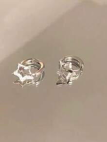 1 Pair Exquisite Y2K Style Star Earrings, Women's Fashion Minimalist Party Earrings Jewelry Gift - Silver - View 4