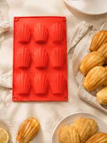 Aesthetic 9-Cavity Shell Silicone Mold 3D Madeleine Shell Mold, Shell-Shaped Food Silicone Mold For Madeleine Cakes, Chocolates, Jellies, Handmade Soaps, Heat-Resistant And Easy Release, Home Ocean Theme Baking Tool - Multicolor - View 4