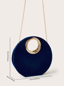 AIBBYDAR Women's Evening Clutch Bag, Handbag For Evening Gown, Small Round Bag With Round Handle, Detachable Shoulder Strap, Formal Occasion - Navy Blue - View 8