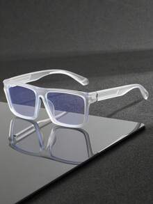 1 Pair Of Men's Fashion Style Clear Glasses, Suitable For Daily Life, And Occasions Such As Computer Reading, Gaming, TV, Mobile Phone Use. - 013 Sand White - View 1