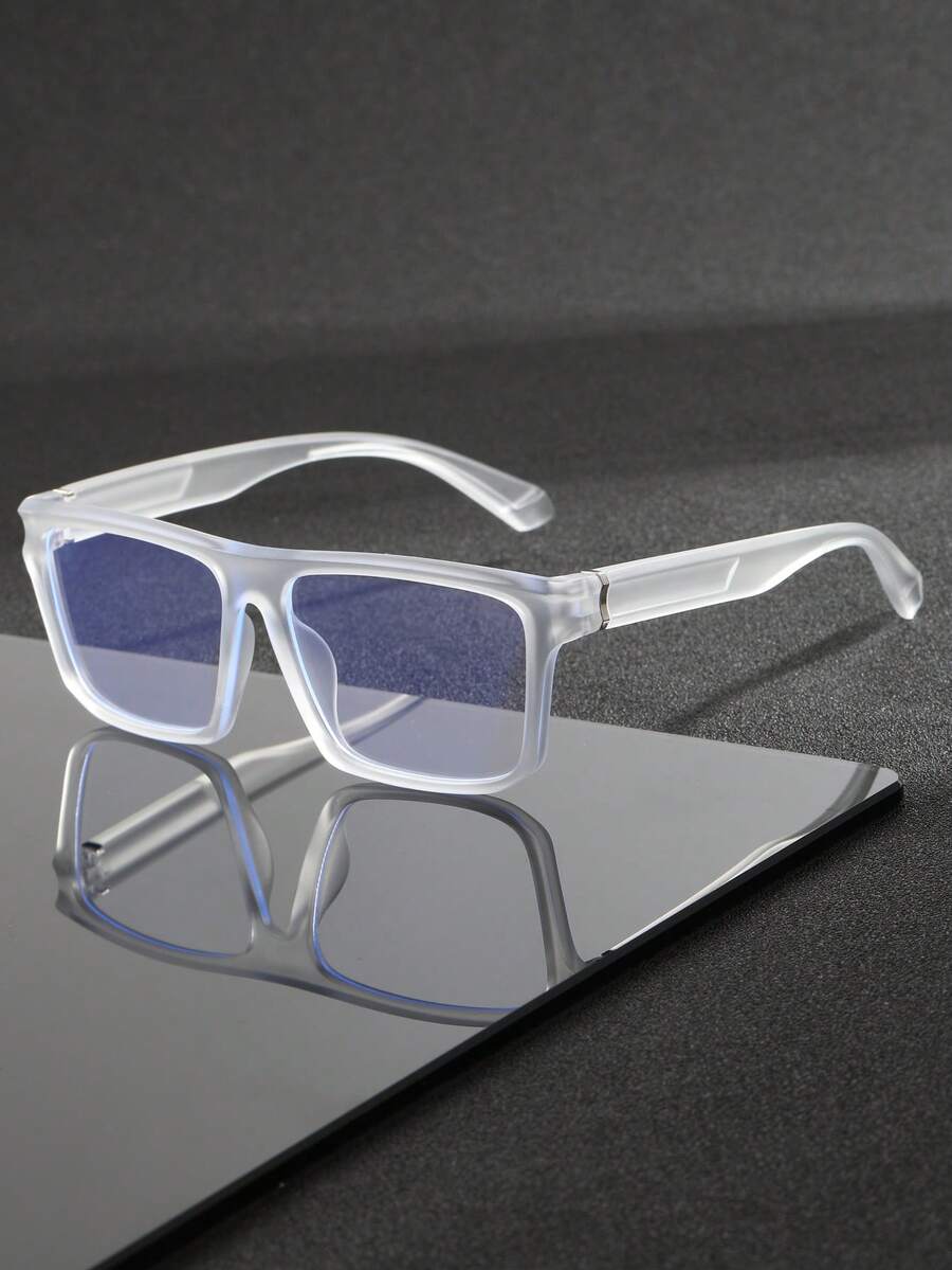 1 Pair Of Men's Fashion Style Clear Glasses, Suitable For Daily Life, And Occasions Such As Computer Reading, Gaming, TV, Mobile Phone Use. - 013 Sand White - View 1
