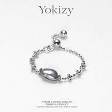 Yokizy Cincin Terbuka Ocean Tahiti Perak S925 Mutiara Tidak Beraturan 4-5mm Dapat Disesuaikan Mewah Niche - Perak - View 7
