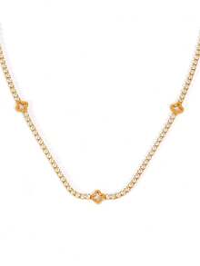 Frminee 1pc Women's 18K Gold Plated Stainless Steel Necklace Choker, Vintage Bohemian Style Delicate 18K Gold Plated Stackable Necklace, Fashionable Layerable Daily Charm Jewelry - Multicolor 3 - View 5