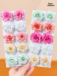 10/5pcs Multi-Color Artificial Rose Flower Hair Clips, Durable & Gentle On Hair, Sweet & Cute Hair Accessories For Women And Girls, Suitable For Daily Wear, School, Party, Vacation - Multicolor - View 12