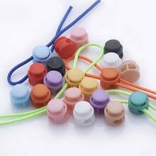 25/34/49/60/77/84Pcs Plastic Spring Buckles, Random Color Double Hole Round Sliders, Elastic Drawstring Locks, Suitable For Camping, Hiking, Backpack Shoelaces, DIY Rope Ends And Clothing Accessories - Multicolor - View 10