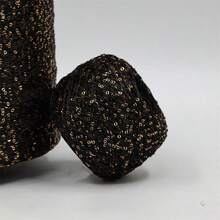 50g/1pc Premium Hand-Blended Sequins Yarn For Crochet And Knitting, Black Gold Beaded Yarn For Woven Bags - 50g/pc - View 2