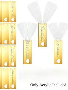 Heart Gold Acrylic Gift Tags, Hanging Name Tags For Wedding Favor, Party, Baby Shower,Engraving Sublimation Acrylic Hang Tags - Default - View 2