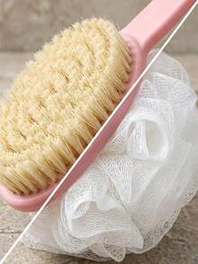 Long Handle Bath Brush, Suitable For Back Scrubbing And Shower Cleaning, 2-In-1 Bath Brush, Long Handle Soft Bristle Brush Head, Suitable For Back Cleaning And Body Cleaning, Long Handle Bath Brush (Do Not Use This Product Violently) - Multi-color - View 6