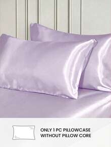 1pc Premium Silky Satin Envelope Pillowcase, Soft & Breathable, Wrinkle-Resistant, Gentle On Hair & Skin, Improves Sleep Quality, Pillow Insert Not Included, Light Purple - Taro Purple - View 2